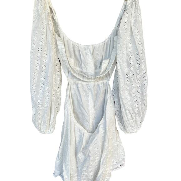 Sabo Luxe white eyelet long sleeve criss cross back dress Size 10 - Picture 4 of 11